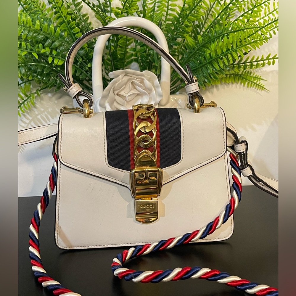 Gucci Sylvie White and Blue Women's Bag